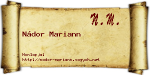 Nádor Mariann névjegykártya